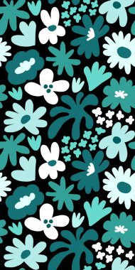 Abstract seamless pattern with cute hand drawn meadow flowers. Fashion stylish natural background. Hand drawn design elements for fabric, print, cover, banner, wrapping, wallpaper.