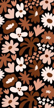 Abstract seamless pattern with cute hand drawn meadow flowers. Fashion stylish natural background. Hand drawn design elements for fabric, print, cover, banner, wrapping, wallpaper.