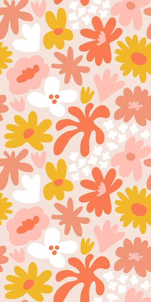 Abstract Seamless Pattern Cute Hand Drawn Meadow Flowers Fashion Stylish — Vettoriale Stock