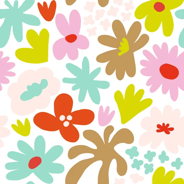 Abstract seamless pattern with cute hand drawn meadow flowers. Fashion stylish natural background. Hand drawn design elements for fabric, print, cover, banner, wrapping, wallpaper.