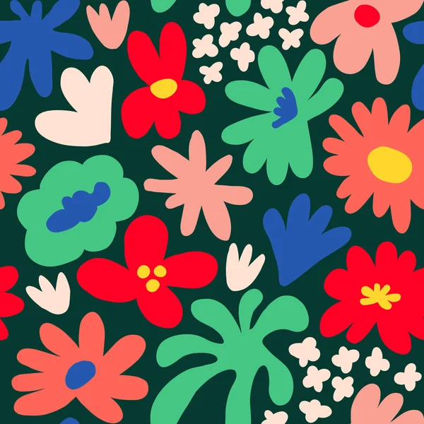 Abstract seamless pattern with cute hand drawn meadow flowers. Fashion stylish natural background. Hand drawn design elements for fabric, print, cover, banner, wrapping, wallpaper.