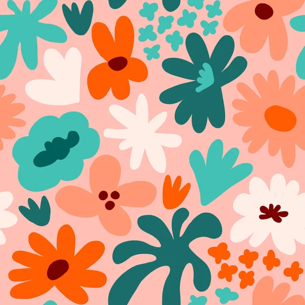 Abstract seamless pattern with cute hand drawn meadow flowers. Fashion stylish natural background. Hand drawn design elements for fabric, print, cover, banner, wrapping, wallpaper.