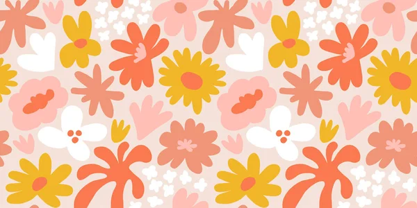 Abstract seamless pattern with cute hand drawn meadow flowers. Fashion stylish natural background. Hand drawn design elements for fabric, print, cover, banner, wrapping, wallpaper.