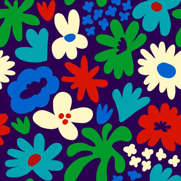 Abstract seamless pattern with cute hand drawn meadow flowers. Fashion stylish natural background. Hand drawn design elements for fabric, print, cover, banner, wrapping, wallpaper.