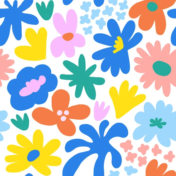 Abstract seamless pattern with cute hand drawn meadow flowers. Fashion stylish natural background. Hand drawn design elements for fabric, print, cover, banner, wrapping, wallpaper.