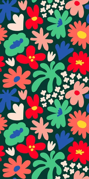 Abstract Seamless Pattern Cute Hand Drawn Meadow Flowers Fashion Stylish — Vettoriale Stock