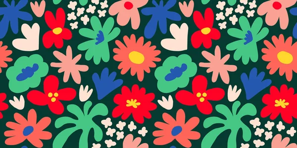 Abstract seamless pattern with cute hand drawn meadow flowers. Fashion stylish natural background. Hand drawn design elements for fabric, print, cover, banner, wrapping, wallpaper.