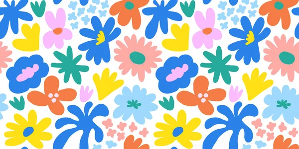 Abstract seamless pattern with cute hand drawn meadow flowers. Fashion stylish natural background. Hand drawn design elements for fabric, print, cover, banner, wrapping, wallpaper.