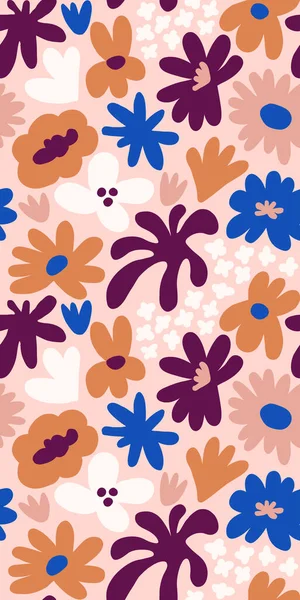 Abstract seamless pattern with cute hand drawn meadow flowers. Fashion stylish natural background. Hand drawn design elements for fabric, print, cover, banner, wrapping, wallpaper.