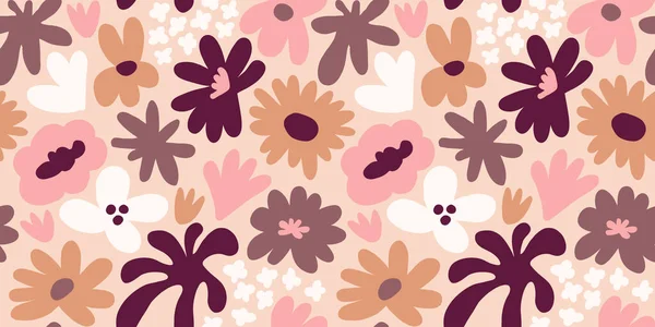 Abstract seamless pattern with cute hand drawn meadow flowers. Fashion stylish natural background. Hand drawn design elements for fabric, print, cover, banner, wrapping, wallpaper.
