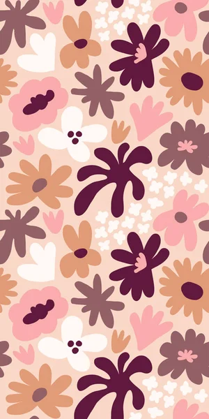 Abstract Seamless Pattern Cute Hand Drawn Meadow Flowers Fashion Stylish — Vettoriale Stock