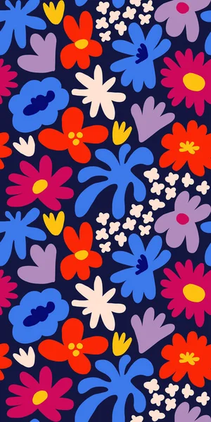 Abstract seamless pattern with cute hand drawn meadow flowers. Fashion stylish natural background. Hand drawn design elements for fabric, print, cover, banner, wrapping, wallpaper.