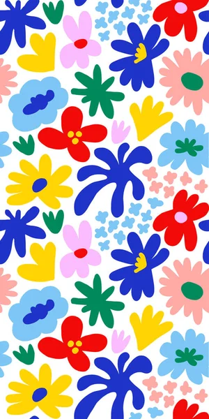 Abstract seamless pattern with cute hand drawn meadow flowers. Fashion stylish natural background. Hand drawn design elements for fabric, print, cover, banner, wrapping, wallpaper.