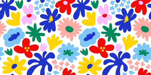 Abstract seamless pattern with cute hand drawn meadow flowers. Fashion stylish natural background. Hand drawn design elements for fabric, print, cover, banner, wrapping, wallpaper.