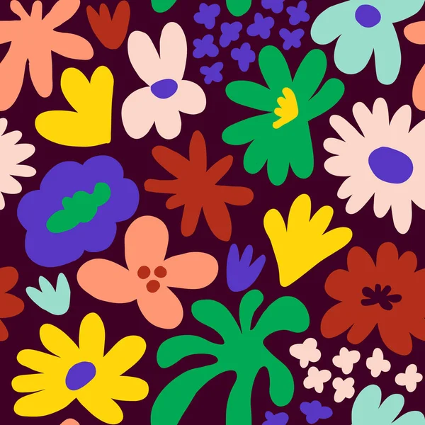 Abstract seamless pattern with cute hand drawn meadow flowers. Fashion stylish natural background. Hand drawn design elements for fabric, print, cover, banner, wrapping, wallpaper.
