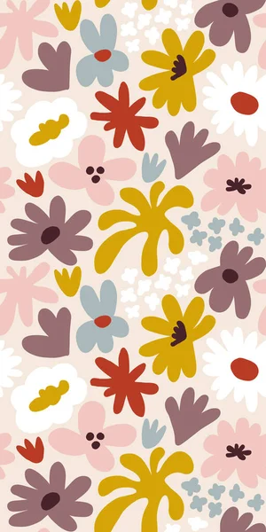 Abstract seamless pattern with cute hand drawn meadow flowers. Fashion stylish natural background. Hand drawn design elements for fabric, print, cover, banner, wrapping, wallpaper.