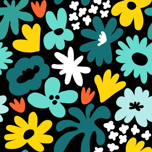 Abstract seamless pattern with cute hand drawn meadow flowers. Fashion stylish natural background. Hand drawn design elements for fabric, print, cover, banner, wrapping, wallpaper.