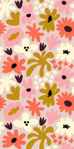 Abstract seamless pattern with cute hand drawn meadow flowers. Fashion stylish natural background. Hand drawn design elements for fabric, print, cover, banner, wrapping, wallpaper.