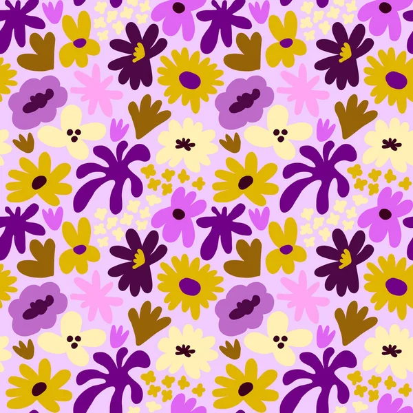 Abstract seamless pattern with cute hand drawn meadow flowers. Fashion stylish natural background. Hand drawn design elements for fabric, print, cover, banner, wrapping, wallpaper.