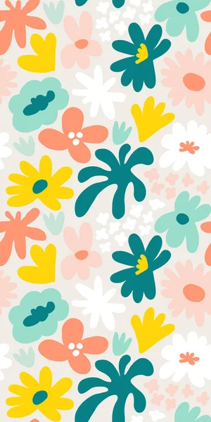 Abstract seamless pattern with cute hand drawn meadow flowers. Fashion stylish natural background. Hand drawn design elements for fabric, print, cover, banner, wrapping, wallpaper.