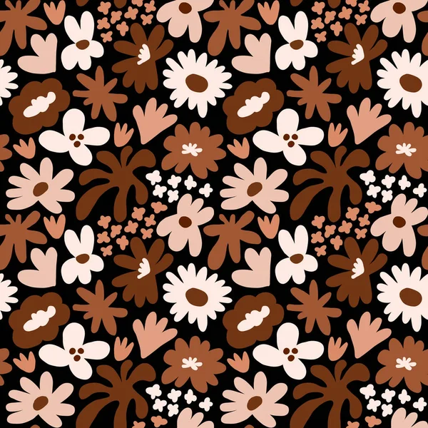 Abstract seamless pattern with cute hand drawn meadow flowers. Fashion stylish natural background. Hand drawn design elements for fabric, print, cover, banner, wrapping, wallpaper.