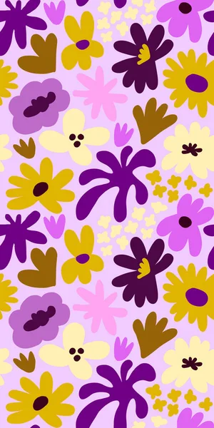 Abstract seamless pattern with cute hand drawn meadow flowers. Fashion stylish natural background. Hand drawn design elements for fabric, print, cover, banner, wrapping, wallpaper.