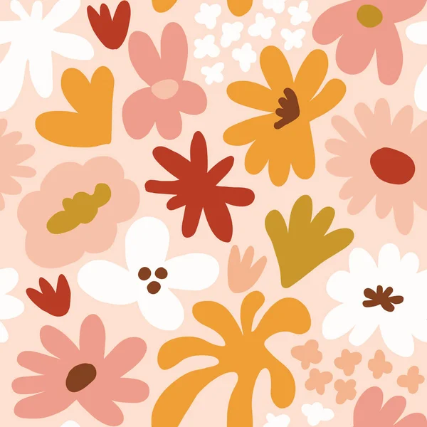 Abstract seamless pattern with cute hand drawn meadow flowers. Fashion stylish natural background. Hand drawn design elements for fabric, print, cover, banner, wrapping, wallpaper.