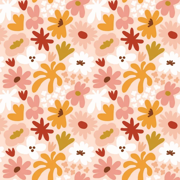 Abstract seamless pattern with cute hand drawn meadow flowers. Fashion stylish natural background. Hand drawn design elements for fabric, print, cover, banner, wrapping, wallpaper.