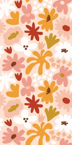 Abstract seamless pattern with cute hand drawn meadow flowers. Fashion stylish natural background. Hand drawn design elements for fabric, print, cover, banner, wrapping, wallpaper.