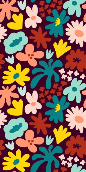 Abstract seamless pattern with cute hand drawn meadow flowers. Fashion stylish natural background. Hand drawn design elements for fabric, print, cover, banner, wrapping, wallpaper.