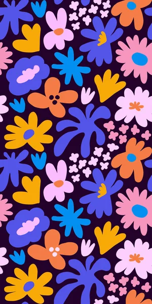 Abstract seamless pattern with cute hand drawn meadow flowers. Fashion stylish natural background. Hand drawn design elements for fabric, print, cover, banner, wrapping, wallpaper.