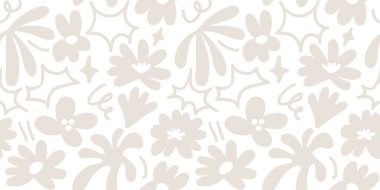 Abstract seamless pattern with cute hand drawn meadow flowers. Fashion stylish natural background. Hand drawn design elements for fabric, print, cover, banner, wrapping, wallpaper.