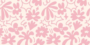 Abstract seamless pattern with cute hand drawn meadow flowers. Fashion stylish natural background. Hand drawn design elements for fabric, print, cover, banner, wrapping, wallpaper.