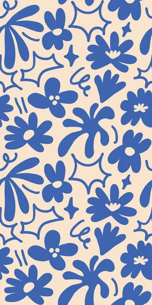Abstract Seamless Pattern Cute Hand Drawn Meadow Flowers Fashion Stylish — Stok Vektör