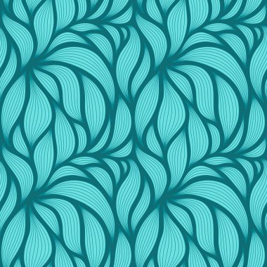 Şatafatlı, çizgili yapraklı çiçeksiz desen. Minimalist doğrusal tarzda zarif astrakt arkaplan. Moda çizgisi tasarım elemanı. Vektör illüstrasyonu.