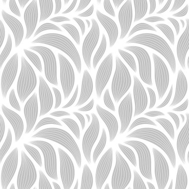 Şatafatlı, çizgili yapraklı çiçeksiz desen. Minimalist doğrusal tarzda zarif astrakt arkaplan. Moda çizgisi tasarım elemanı. Vektör illüstrasyonu.