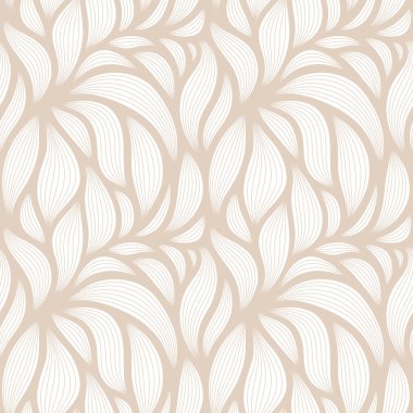 Şatafatlı, çizgili yapraklı çiçeksiz desen. Minimalist doğrusal tarzda zarif astrakt arkaplan. Moda çizgisi tasarım elemanı. Vektör illüstrasyonu.