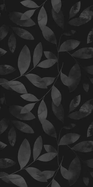 Monochromes Nahtloses Muster Mit Aquarellblättern Vector Eleganter Floraler Hintergrund Für — Stockvektor