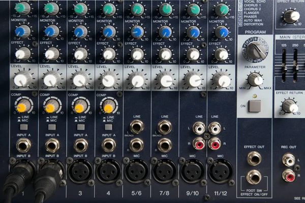 equipment mixer sound on studio adjusting record