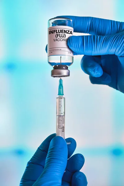 Frasco Vacuna Contra Influenza Gripe Para Campaña Anual Prevención Enfermedad —  Fotos de Stock