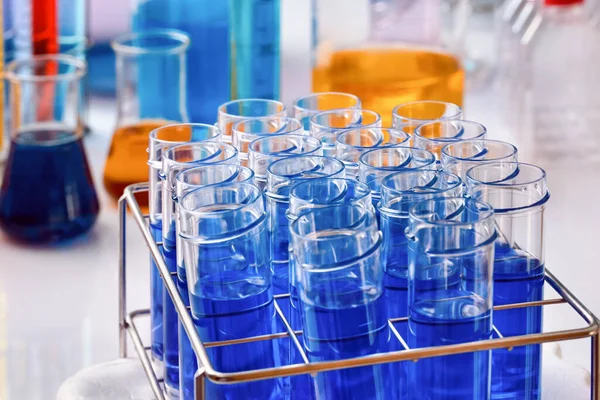 Test Tubes Research Laboratory Development Experiments Equipment Tubes Mixing Fluids — Stock Photo, Image