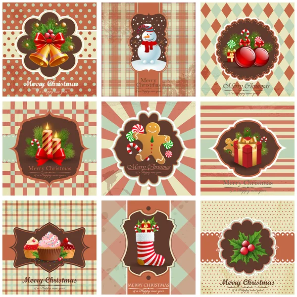 Conjunto de fondos vintage de Navidad . — Archivo Imágenes Vectoriales