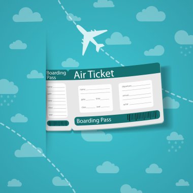 Air ticket on sky background.
