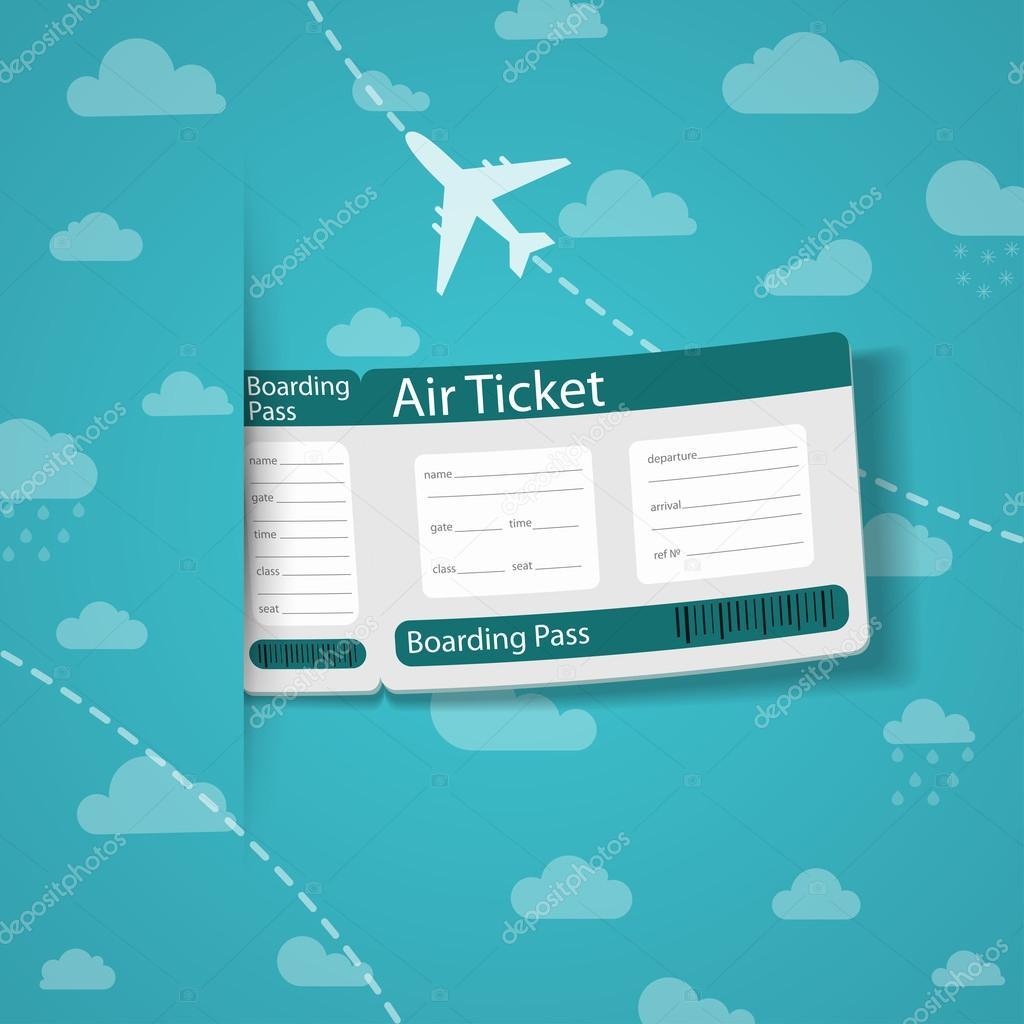 Air ticket on sky background.