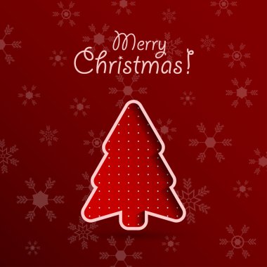 Merry christmas kırmızı arka plan ile köknar ağacı.