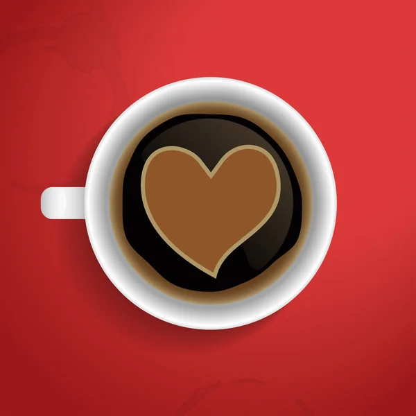 Corazón de San Valentín en taza de café . — Vector de stock