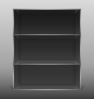 karanlık boş izole bookshelf.