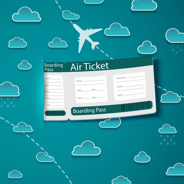 Air ticket on sky background. — Stock Vector