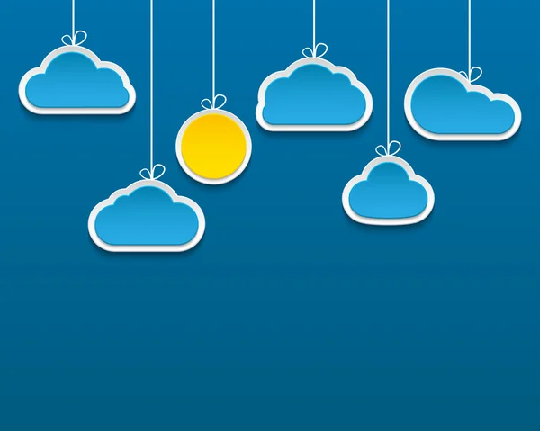 Kağıt bulutlar soyut ve arka plan güneş.