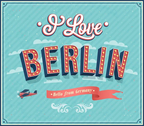 Tarjeta de felicitación Vintage de Berlín - Alemania . — Vector de stock